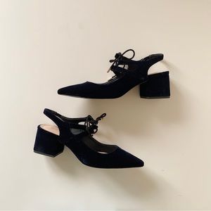 ZARA | Velvet blue lace-up heels